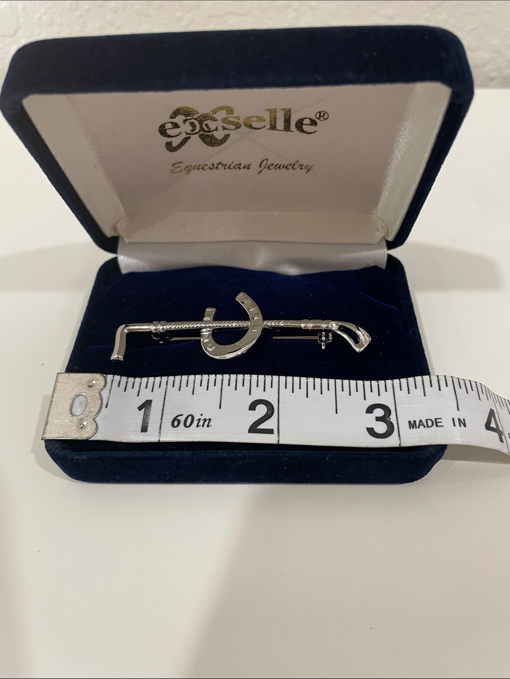 Exselle | Silver Plated | Horseshoe & Crop Stock Pin NWOT